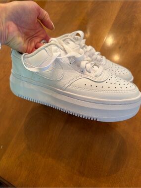 Nike All-White Platform Low-Top Sneakers
